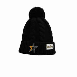 Bonnet Noir Pompom Noir Logo Brodé 3D