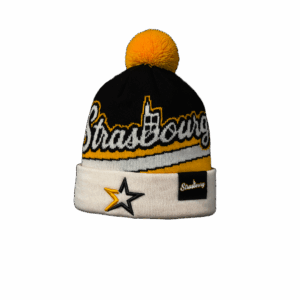 Bonnet Strasbourg Pompom Jaune Logo Brodé 3D