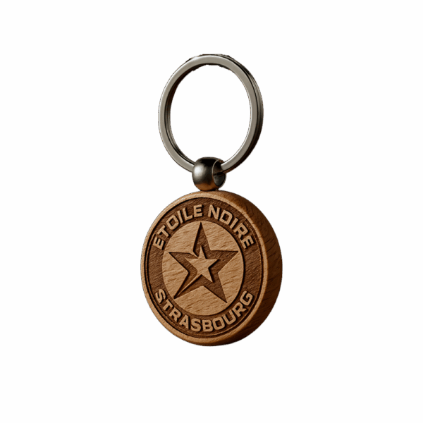 Porte Clef Bois Logo Rond - Etoile Noire
